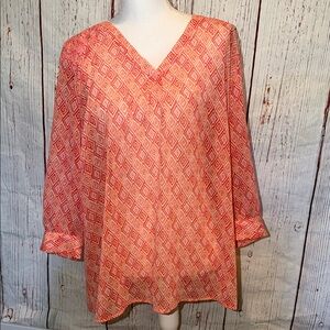 Talbots Diamond Patterned Coral Tunic